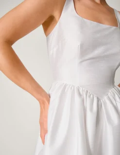 Mia Sleeveless Drop Waist Midi Wedding Dress Ivory
