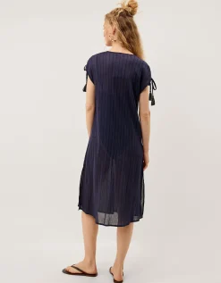Mia Tassel Stripe Midi Kaftan Blue