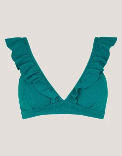 Mia Textured Frill Bikini Top Teal