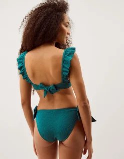 Mia Textured Tie Side Bikini Bottoms Teal