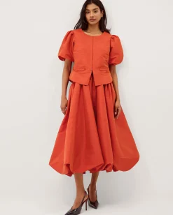 Mila Puff Sleeve Bow Jacket Orange
