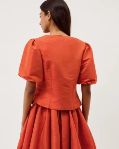 Mila Puff Sleeve Bow Jacket Orange