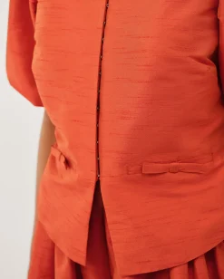 Mila Puff Sleeve Bow Jacket Orange