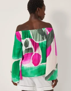 Miley Colour Block Bardot Top Green
