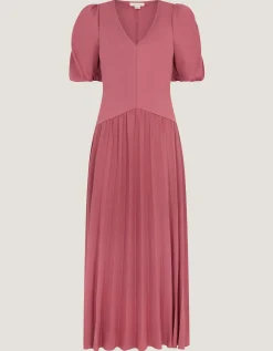 Mindy Pleated Jersey Midi Dress Pink