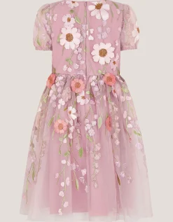 Minnie Floral Appliqué Party Dress Pink