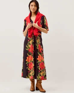 Moana Floral Print Jersey Midi Dress Blue