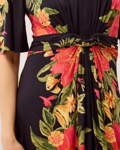 Moana Floral Print Jersey Midi Dress Blue