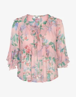 Moliin Linda Floral Ruffle Blouse Pink