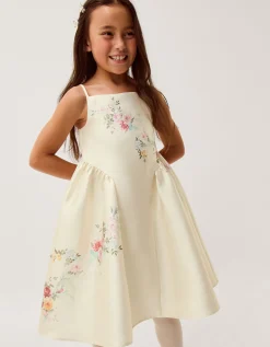 Molly Strappy Floral Party Dress Ivory