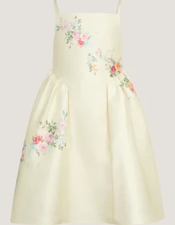 Molly Strappy Floral Party Dress Ivory