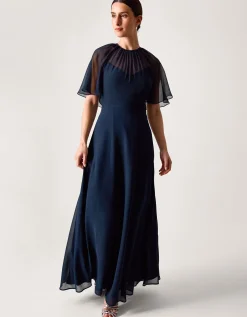Mona Angel Sleeve Maxi Dress Blue