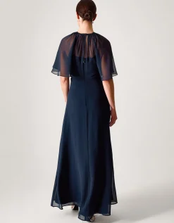 Mona Angel Sleeve Maxi Dress Blue