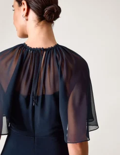 Mona Angel Sleeve Maxi Dress Blue
