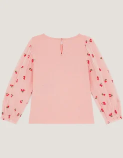 Mon Cheri Mesh Sleeve Top Pink