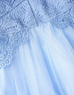 Monica Floral Lace Tulle Dress Blue