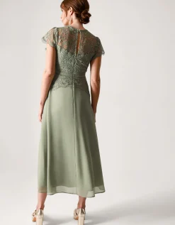 Monica Lace Midi Bridesmaid Dress Green