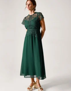 Monica Lace Midi Bridesmaid Dress Green