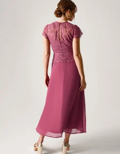 Monica Lace Midi Bridesmaid Dress Pink