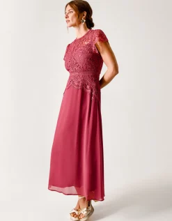 Monica Lace Midi Bridesmaid Dress Pink
