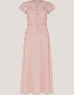 Monica Lace Midi Bridesmaid Dress Pink