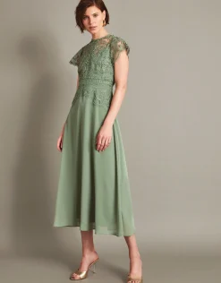 Monica Lace Midi Bridesmaid Dress Green