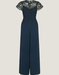 Monica Lace Wide Leg Jumpsuit Blue