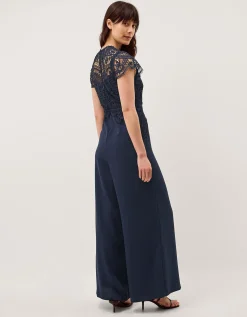 Monica Lace Wide Leg Jumpsuit Blue
