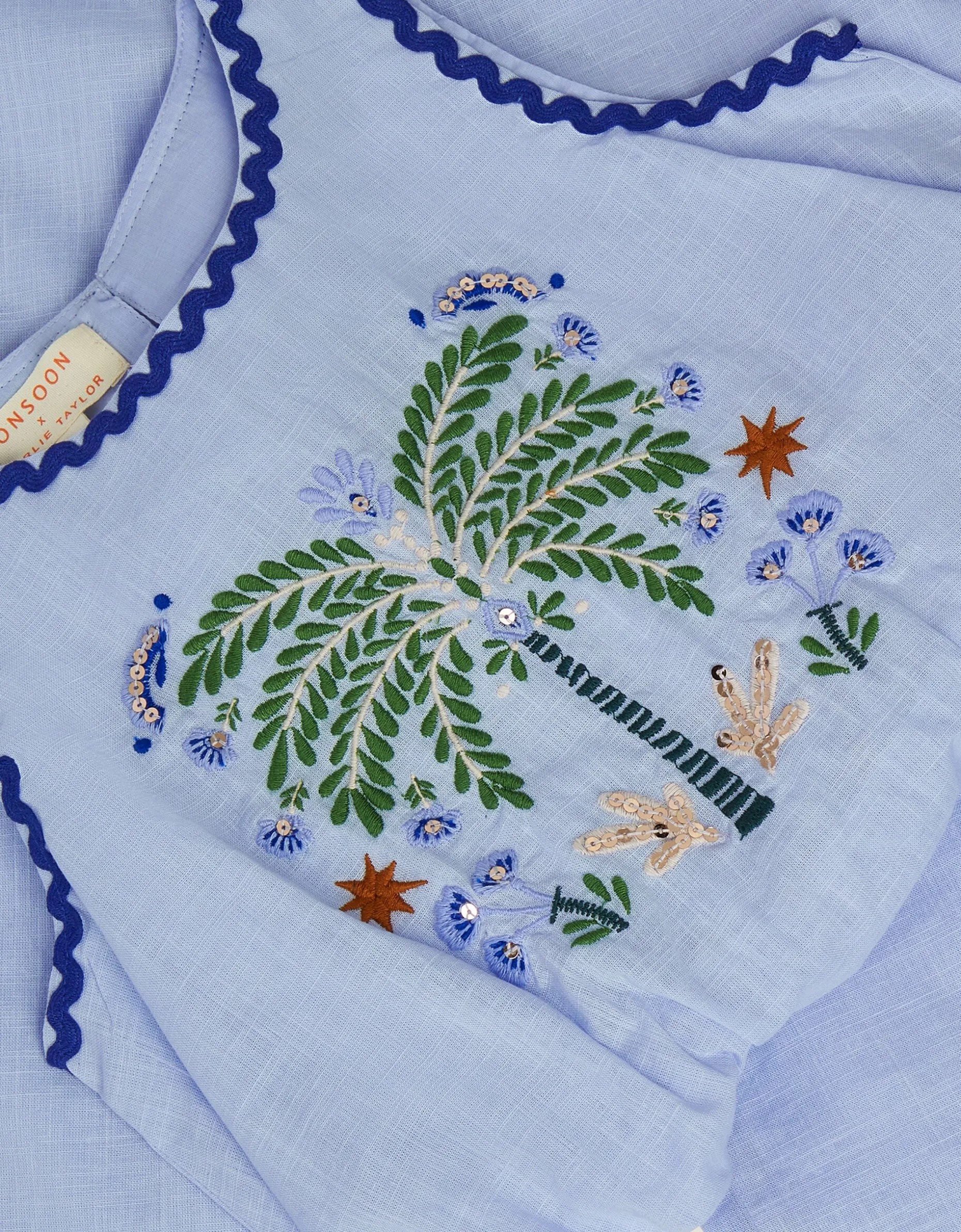 Monsoon x Charlie Taylor Embroidered Top & Trousers Set Blue