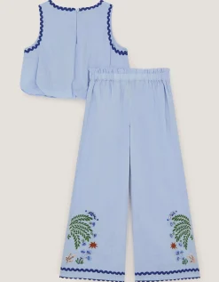 Monsoon x Charlie Taylor Embroidered Top & Trousers Set Blue
