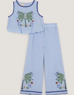 Monsoon x Charlie Taylor Embroidered Top & Trousers Set Blue