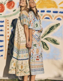 Monsoon x Charlie Taylor Printed Midi Skirt White