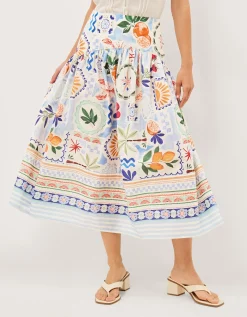 Monsoon x Charlie Taylor Printed Midi Skirt White