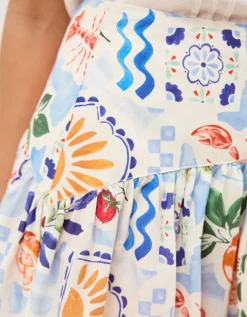 Monsoon x Charlie Taylor Printed Midi Skirt White