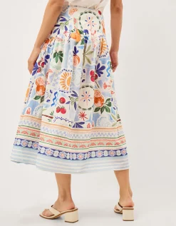 Monsoon x Charlie Taylor Printed Midi Skirt White