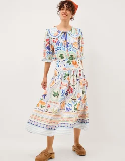 Monsoon x Charlie Taylor Printed Midi Skirt White