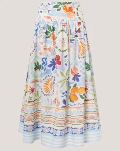 Monsoon x Charlie Taylor Printed Midi Skirt White