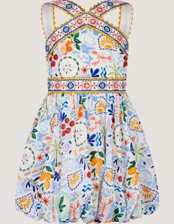 Monsoon x Charlie Taylor Printed Bubble Hem Dress Ivory