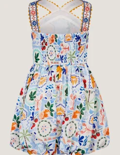 Monsoon x Charlie Taylor Printed Bubble Hem Dress Ivory