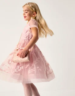 Montecarlo Floral Embroidered Party Dress Pink