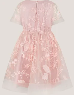 Montecarlo Floral Embroidered Party Dress Pink