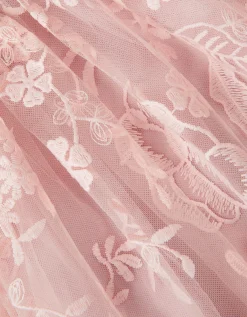 Montecarlo Floral Embroidered Party Dress Pink