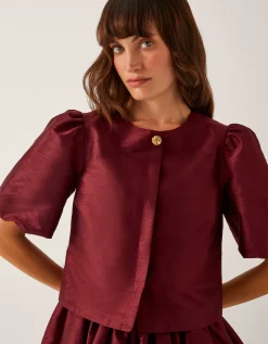 Mya Puff-Sleeve Jacket Red