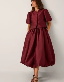 Mya Puff-Sleeve Jacket Red