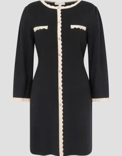 Nala Scallop Knit Mini Dress Black