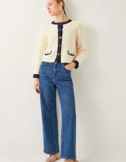 Nancy Smart Waffle Knit Cardigan Ivory