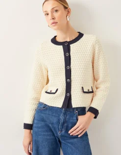 Nancy Smart Waffle Knit Cardigan Ivory