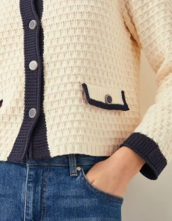 Nancy Smart Waffle Knit Cardigan Ivory