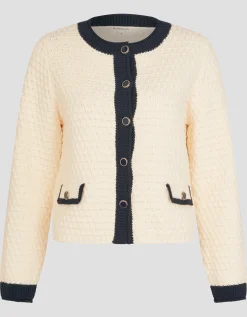 Nancy Smart Waffle Knit Cardigan Ivory