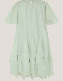 Nessa Sparkle Collar Waterfall Dress Green